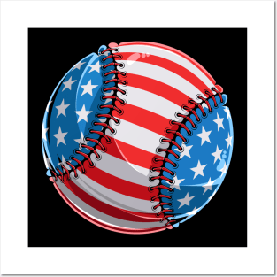 USA American Flag Baseball Lover Sports Fan Posters and Art